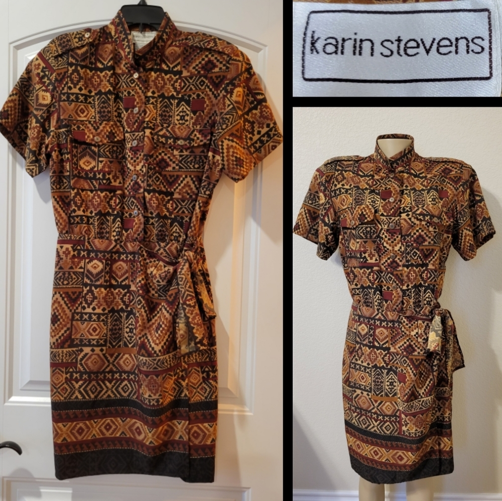 Karin Stevens southwest wrap tie midi dress 12